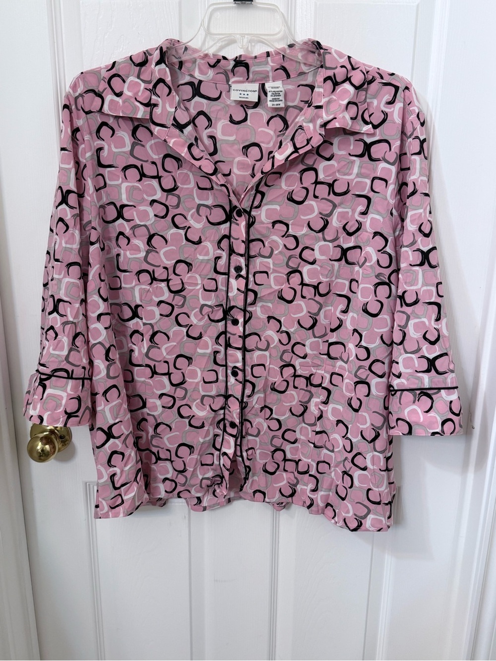Covington Pink Patterned Button-Up Blouse